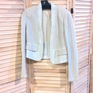 Rebecca Taylor cropped jacket blue and cream